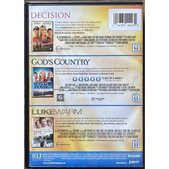 Decision/Gods Country/Lukewarm (DVD, 2015, 2-Disc Set) - Picture 2 of 6